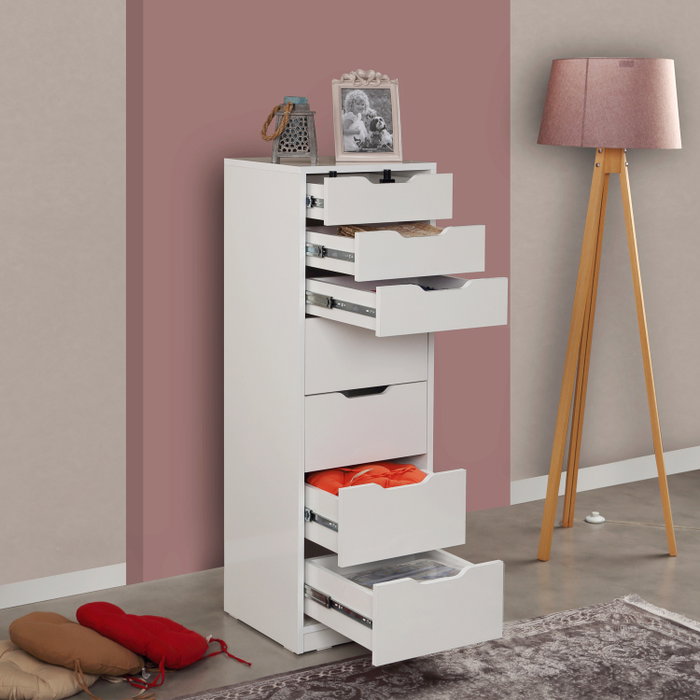 Hanah Home Flow - Shiny White Cómoda Blanca con 7 Cajones Hanah Home Flow - Shiny White Cómoda Blanca con 7 Cajones